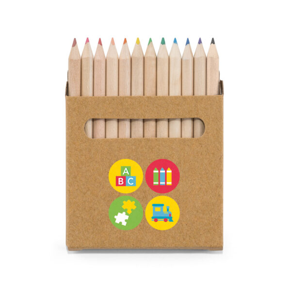 Caixa de cartão com 12 mini lápis de cor - Brinde Corporativo Personalizado | Enova