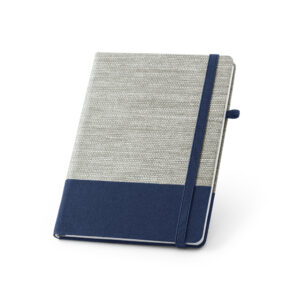 Caderno A5 em palha e algodão canvas com folhas pautadas - Brinde Corporativo Personalizado | Enova