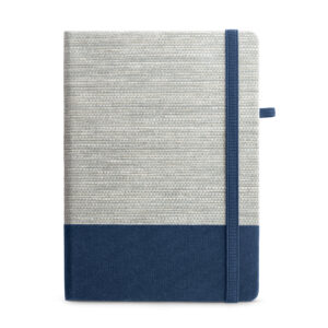 Caderno A5 em palha e algodão canvas com folhas pautadas - Brinde Corporativo Personalizado | Enova
