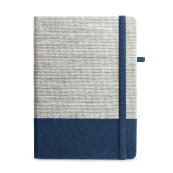Caderno A5 em palha e algodão canvas com folhas pautadas - Brinde Corporativo Personalizado | Enova