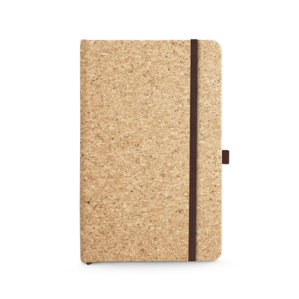 Caderno A5 de capa dura em cortiça com folhas lisas - Brinde Corporativo Personalizado | Enova