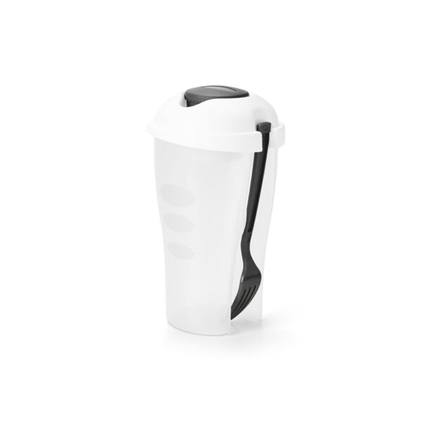 Copo para salada em PP com garfo e molheira 850 mL - Brinde Corporativo Personalizado | Enova