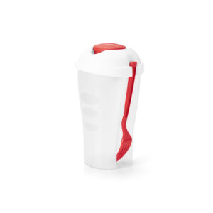 Copo para salada em PP com garfo e molheira 850 mL - Brinde Corporativo Personalizado | Enova
