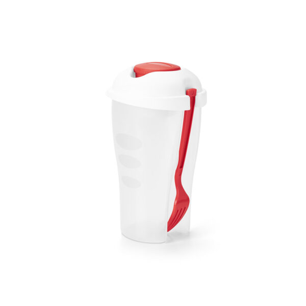 Copo para salada em PP com garfo e molheira 850 mL - Brinde Corporativo Personalizado | Enova