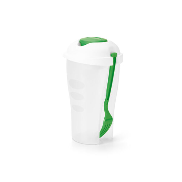 Copo para salada em PP com garfo e molheira 850 mL - Brinde Corporativo Personalizado | Enova