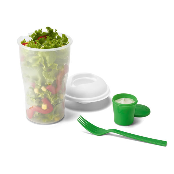 Copo para salada em PP com garfo e molheira 850 mL - Brinde Corporativo Personalizado | Enova