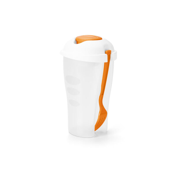 Copo para salada em PP com garfo e molheira 850 mL - Brinde Corporativo Personalizado | Enova