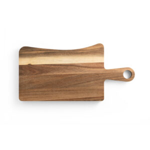 Tábua de queijos em madeira de acácia com 2 utensílios em madeira de acácia e aço inox - Brinde Corporativo Personalizado | Enova