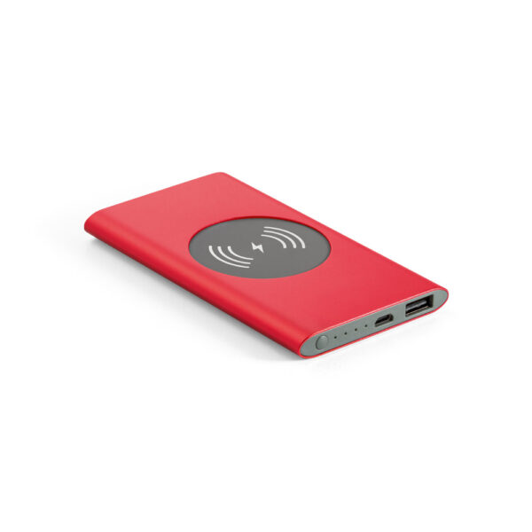 Bateria portátil com carregador wireless em alumínio 100% reciclado 4'000 mAh - Brinde Corporativo Personalizado | Enova