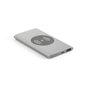 Bateria portátil com carregador wireless em alumínio 100% reciclado 4'000 mAh - Brinde Corporativo Personalizado | Enova