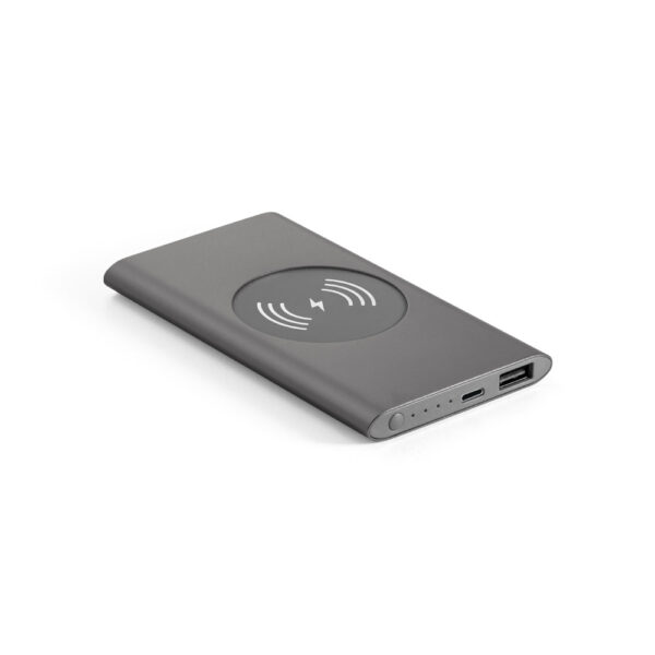 Bateria portátil com carregador wireless em alumínio 100% reciclado 4'000 mAh - Brinde Corporativo Personalizado | Enova