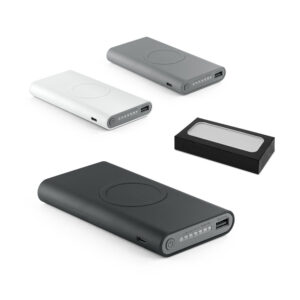 Bateria portátil wireless em ABS 10’000 mAh - Enova Brindes Personalizados