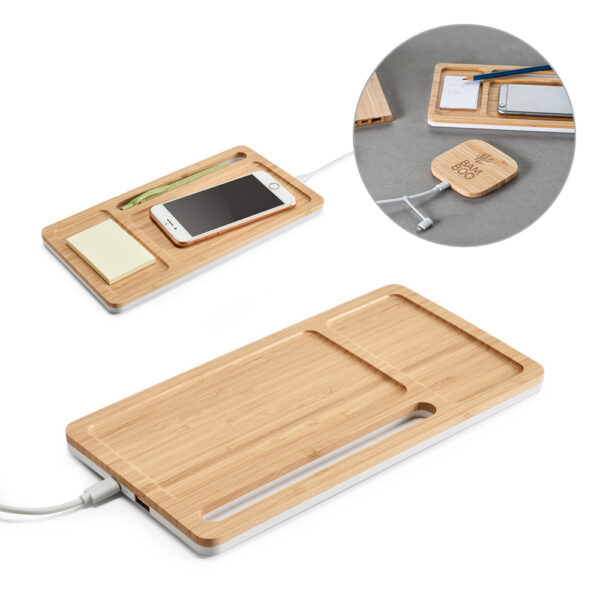 Organizador de secretária (mesa) em bambu e ABS - Enova Brindes Personalizados