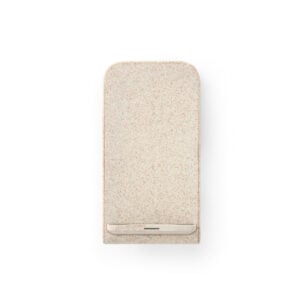 Suporte para celular com carregador wireless em fibra de palha de trigo e ABS - Brinde Corporativo Personalizado | Enova