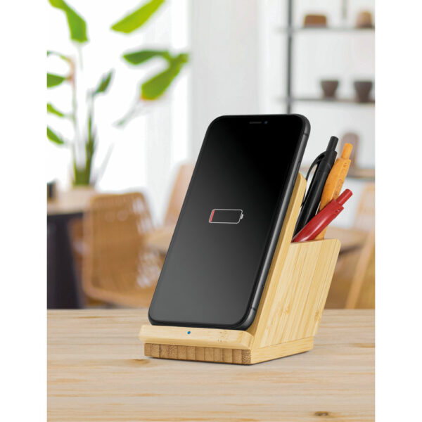 Carregador wireless em bambu 10W - Brinde Corporativo Personalizado | Enova
