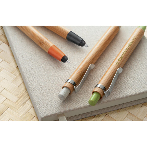 Esferográfica em bambu com ponteira touch - Brinde Corporativo Personalizado | Enova