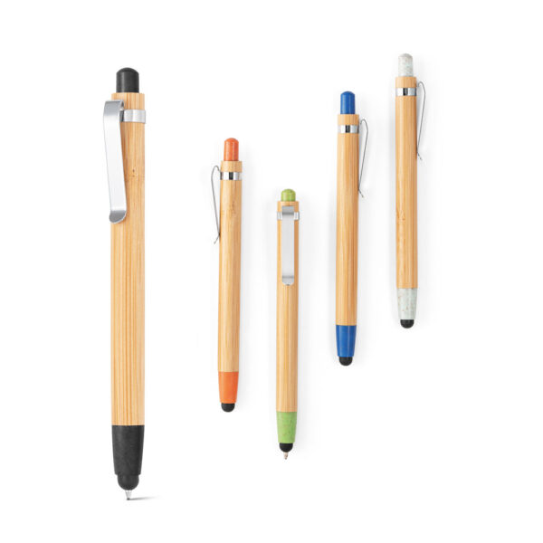 Esferográfica em bambu com ponteira touch - Enova Brindes Personalizados