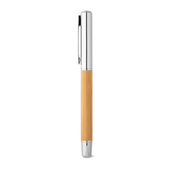 Roller em aço inox 90% reciclado e bambu com tampa - Brinde Corporativo Personalizado | Enova