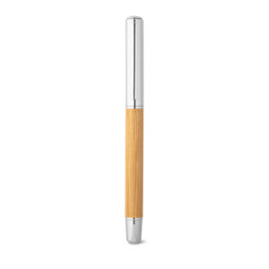 Roller em aço inox 90% reciclado e bambu com tampa - Brinde Corporativo Personalizado | Enova
