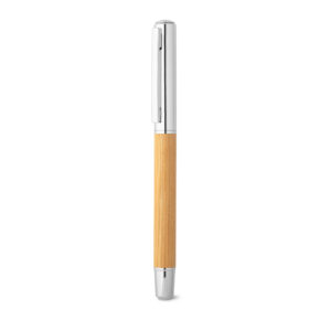 Roller em aço inox 90% reciclado e bambu com tampa - Brinde Corporativo Personalizado | Enova