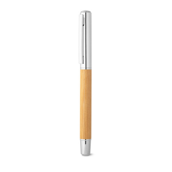 Roller em aço inox 90% reciclado e bambu com tampa - Brinde Corporativo Personalizado | Enova