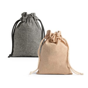Sacola em 70% algodão reciclado e 30% poliéster reciclado (140 g/m²) sem tingimento - Enova Brindes Personalizados