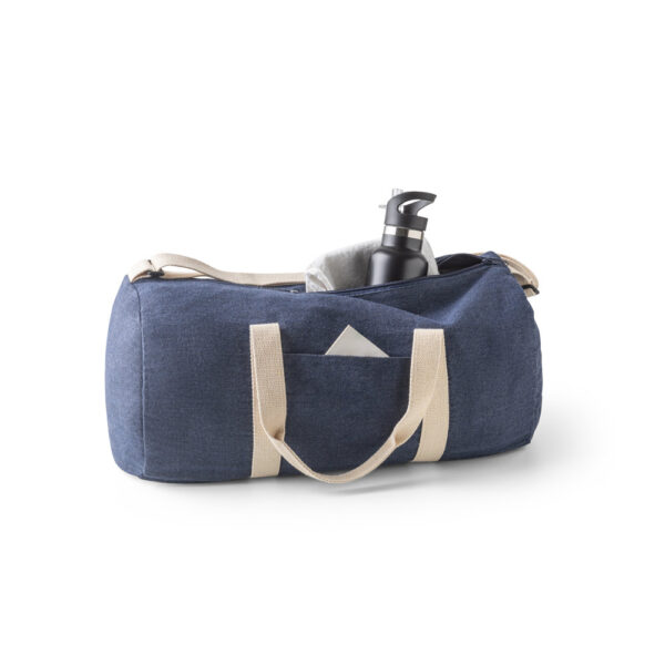 Sacola esportiva ou viagem em denim reciclado (300 g/m²) - Brinde Corporativo Personalizado | Enova