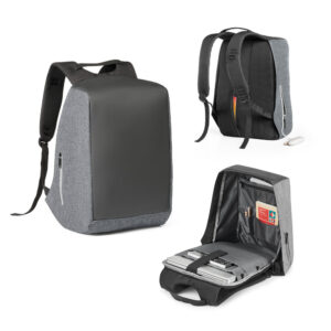 Mochila para notebook 15’6” com sistema antirroubo em 900D de alta densidade e tarpaulin - Enova Brindes Personalizados