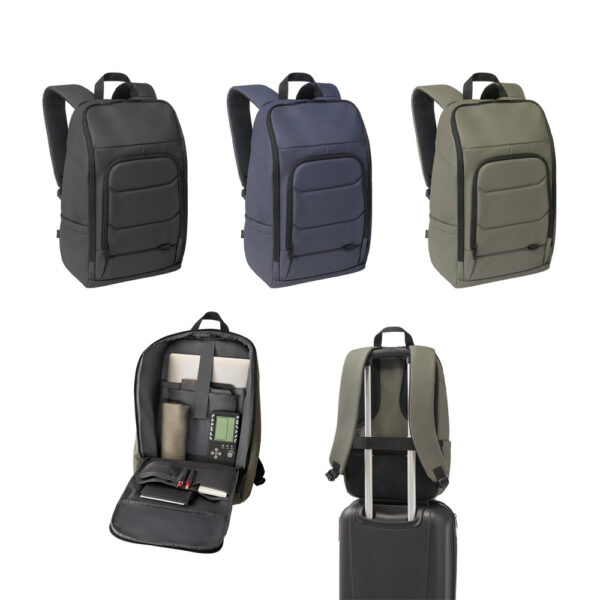 Mochila para notebook em 600D, poliéster reciclado (100% rPET), de alta densidade, com revestimento resistente à água 16″ - Enova Brindes Personalizados