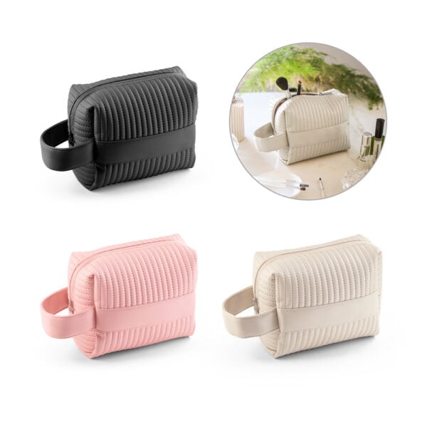 Bolsa de cosméticos em PU% (21% de PU reciclado e 30% de poliéster reciclado) - Enova Brindes Personalizados