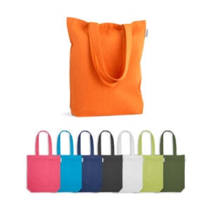 Sacola em 50% algodão, 30% algodão reciclado e 20% poliéster reciclado (220 g/m²) - Enova Brindes Personalizados