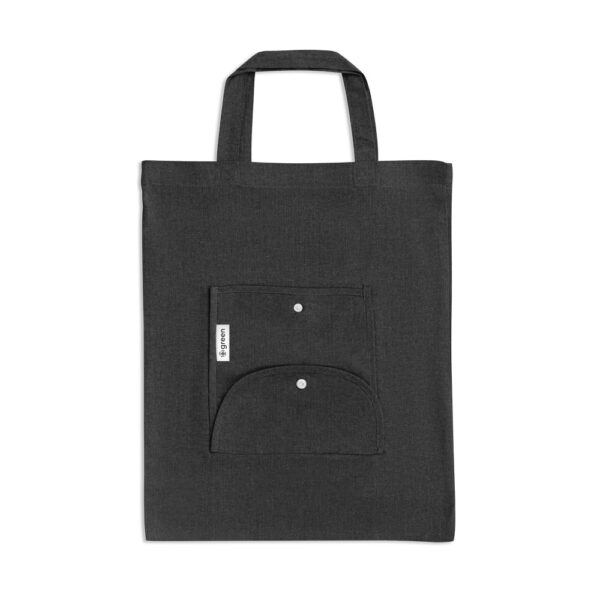 Sacola dobrável (140 g/m²) em 50% algodão, 30% algodão reciclado e 20% poliéster reciclado (140 g/m²) - Brinde Corporativo Personalizado | Enova