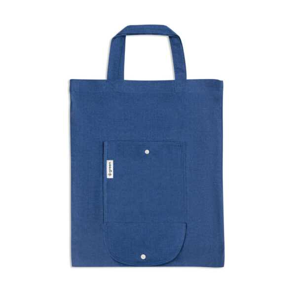Sacola dobrável (140 g/m²) em 50% algodão, 30% algodão reciclado e 20% poliéster reciclado (140 g/m²) - Brinde Corporativo Personalizado | Enova