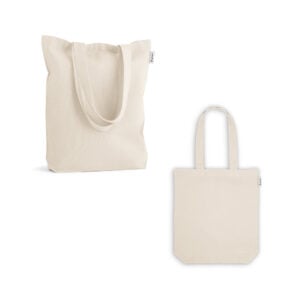 Sacola em 50% algodão, 30% algodão reciclado e 20% poliéster reciclado (220 g/m²) - Enova Brindes Personalizados