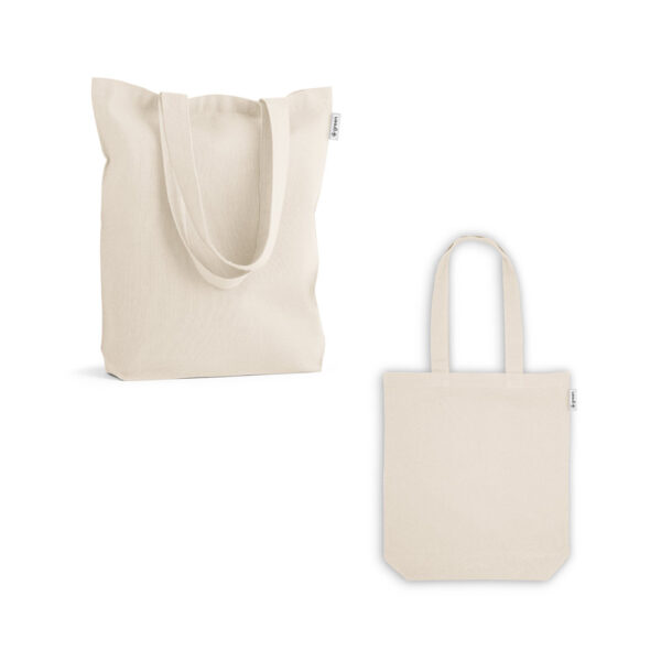 Sacola em 50% algodão, 30% algodão reciclado e 20% poliéster reciclado (220 g/m²) - Enova Brindes Personalizados