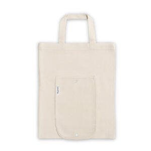 Sacola dobrável em 50% algodão, 30% algodão reciclado e 20% poliéster reciclado (140 g/m²) - Brinde Corporativo Personalizado | Enova