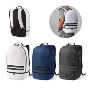 Mochila em 290T poliéster reciclado em sarja com forro em 210D poliéster reciclado - Enova Brindes Personalizados