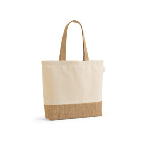 Sacola em 70% algodão reciclado e 30% poliéster reciclado (220 g/m²) com base em juta - Brinde Corporativo Personalizado | Enova