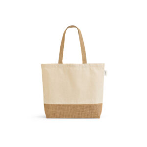 Sacola em 70% algodão reciclado e 30% poliéster reciclado (220 g/m²) com base em juta - Brinde Corporativo Personalizado | Enova