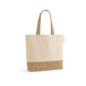 Sacola em 70% algodão reciclado e 30% poliéster reciclado (220 g/m²) com base em juta - Enova Brindes Personalizados