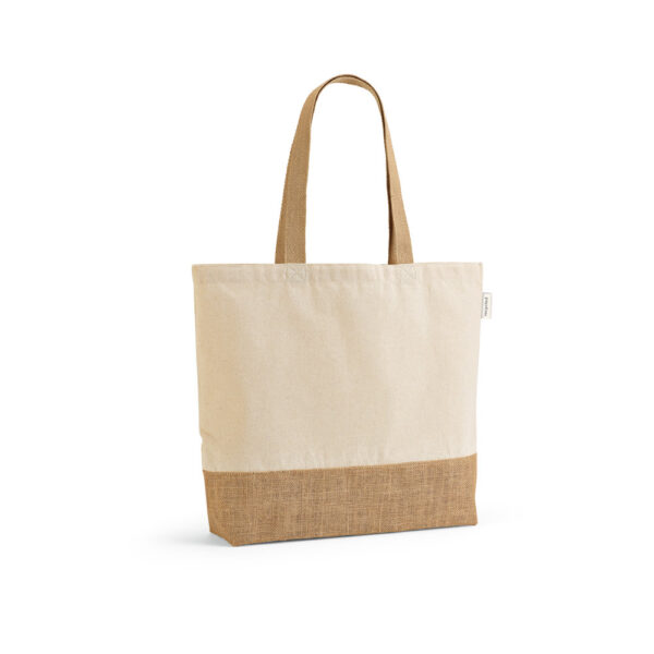 Sacola em 70% algodão reciclado e 30% poliéster reciclado (220 g/m²) com base em juta - Enova Brindes Personalizados