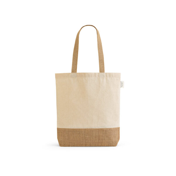 Sacola em 70% algodão reciclado e 30% poliéster reciclado (180 g/m²) com base em juta - Brinde Corporativo Personalizado | Enova