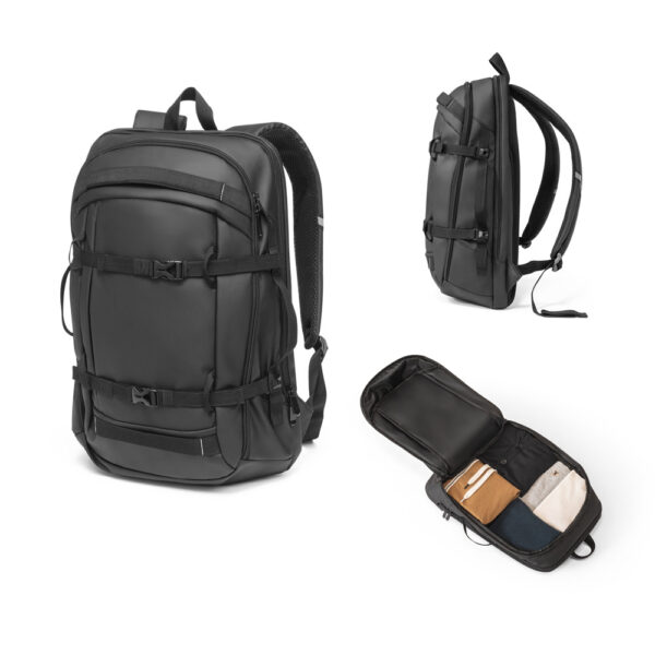 Mochila para notebook em 900D poliéster reciclado de alta densidade com revestimento resistente à agua 17’3″ - Enova Brindes Personalizados