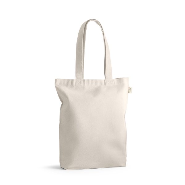 Sacola em 70% algodão reciclado e 30% poliéster reciclado (220g/m²) sem tingimento - Brinde Corporativo Personalizado | Enova