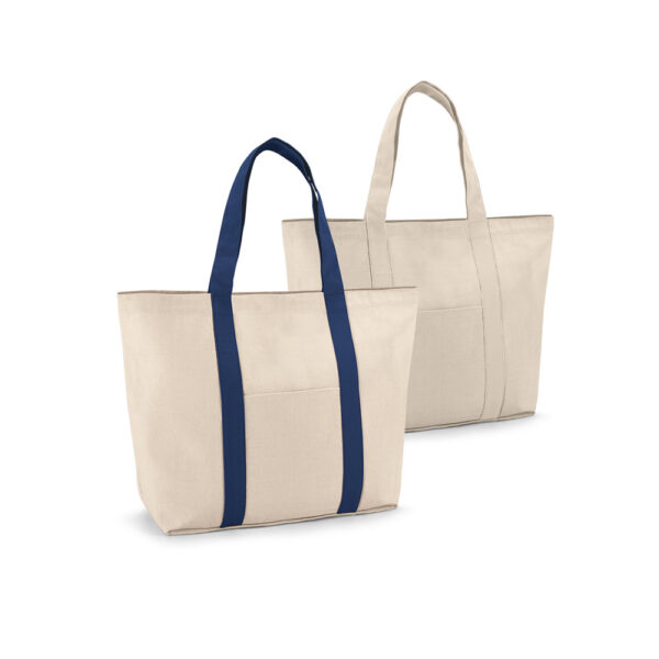 Sacola 100% algodão canvas (280 g/m²) com bolso frontal e bolso interior - Enova Brindes Personalizados