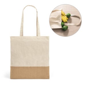 Sacola 100% algodão (160 g/m²) com detalhes em imitação de juta - Enova Brindes Personalizados