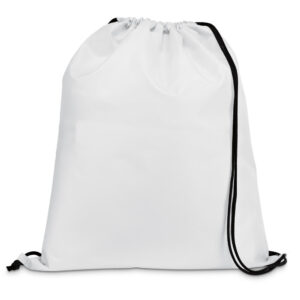 Sacola tipo mochila em 210D com cordões em preto - Brinde Corporativo Personalizado | Enova