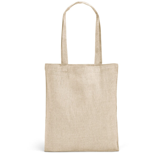 Sacola dobrável em 70% algodão reciclado e 30% poliéster reciclado (140 g/m²) sem tingimento - Brinde Corporativo Personalizado | Enova