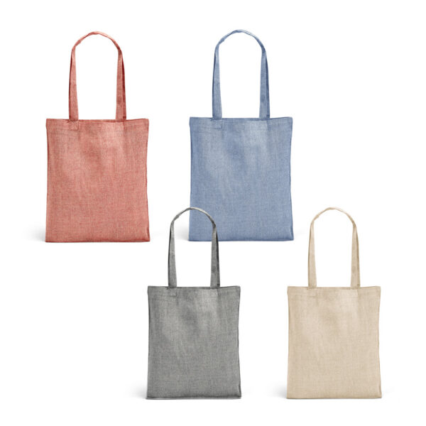 Sacola dobrável em 70% algodão reciclado e 30% poliéster reciclado (140 g/m²) sem tingimento - Enova Brindes Personalizados