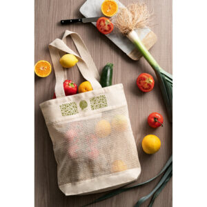 Sacola 100% algodão (180 g/m²) com malha 100% algodão (100 g/m²) - Brinde Corporativo Personalizado | Enova